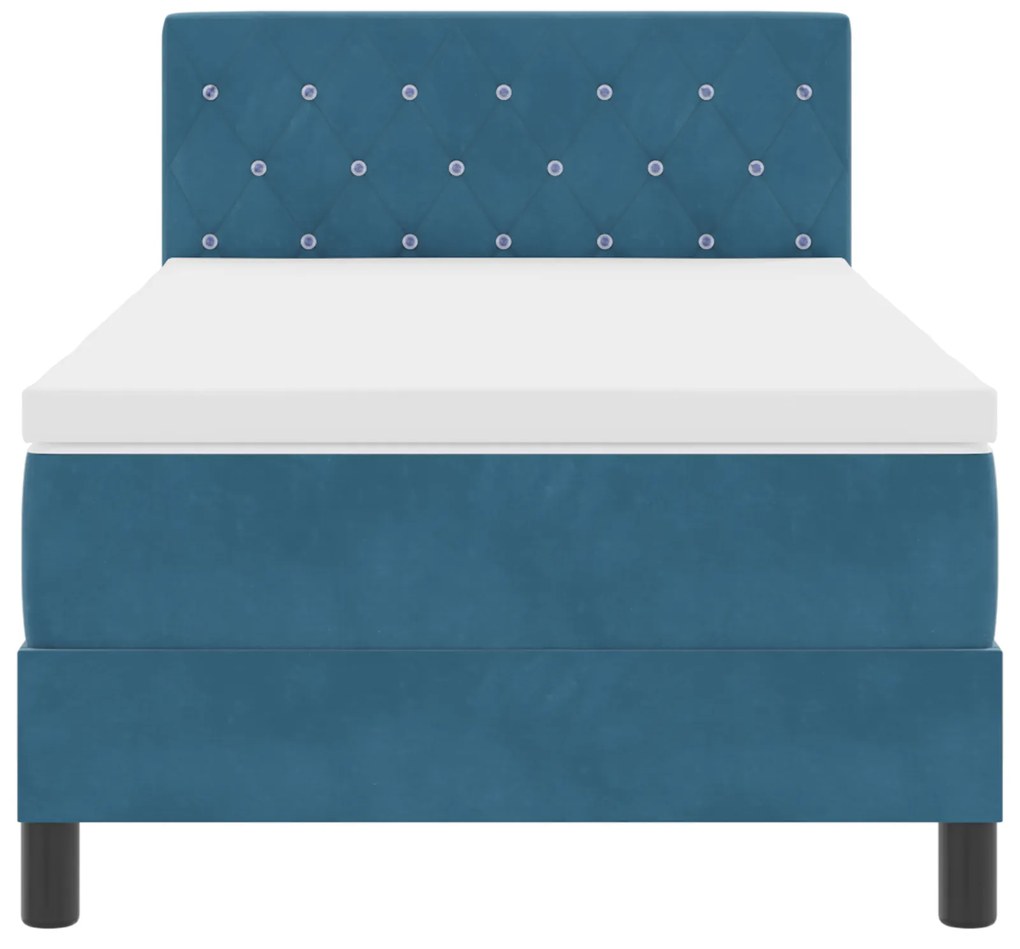 Cama Box com Colchão vidaXL Azul Escuro 90x200 cm Veludo