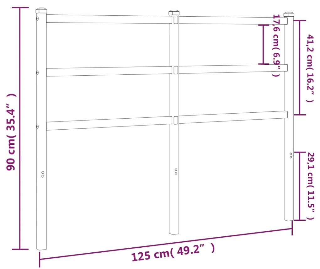 Cabeceira de cama 120 cm metal preto