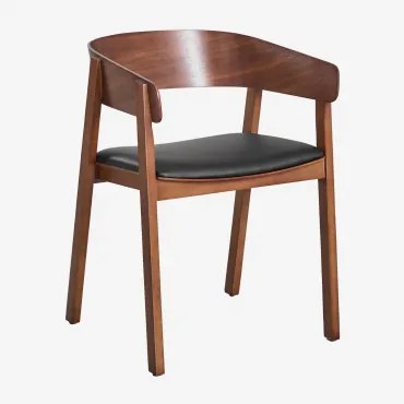 Pacote Com 2 Cadeiras De Jantar De Madeira Olsen Madeira Escura & Couro Sintético Preto - Sklum