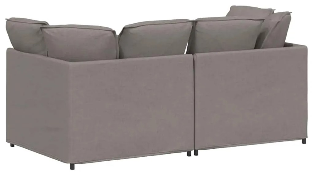 Sofá modular com almofadas tecido castanho-acinzentado