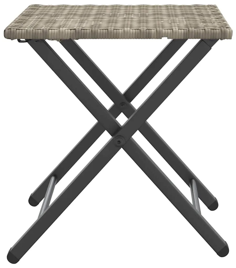 5 pcs conjunto de jantar p/ jardim dobrável vime PE cinza-claro