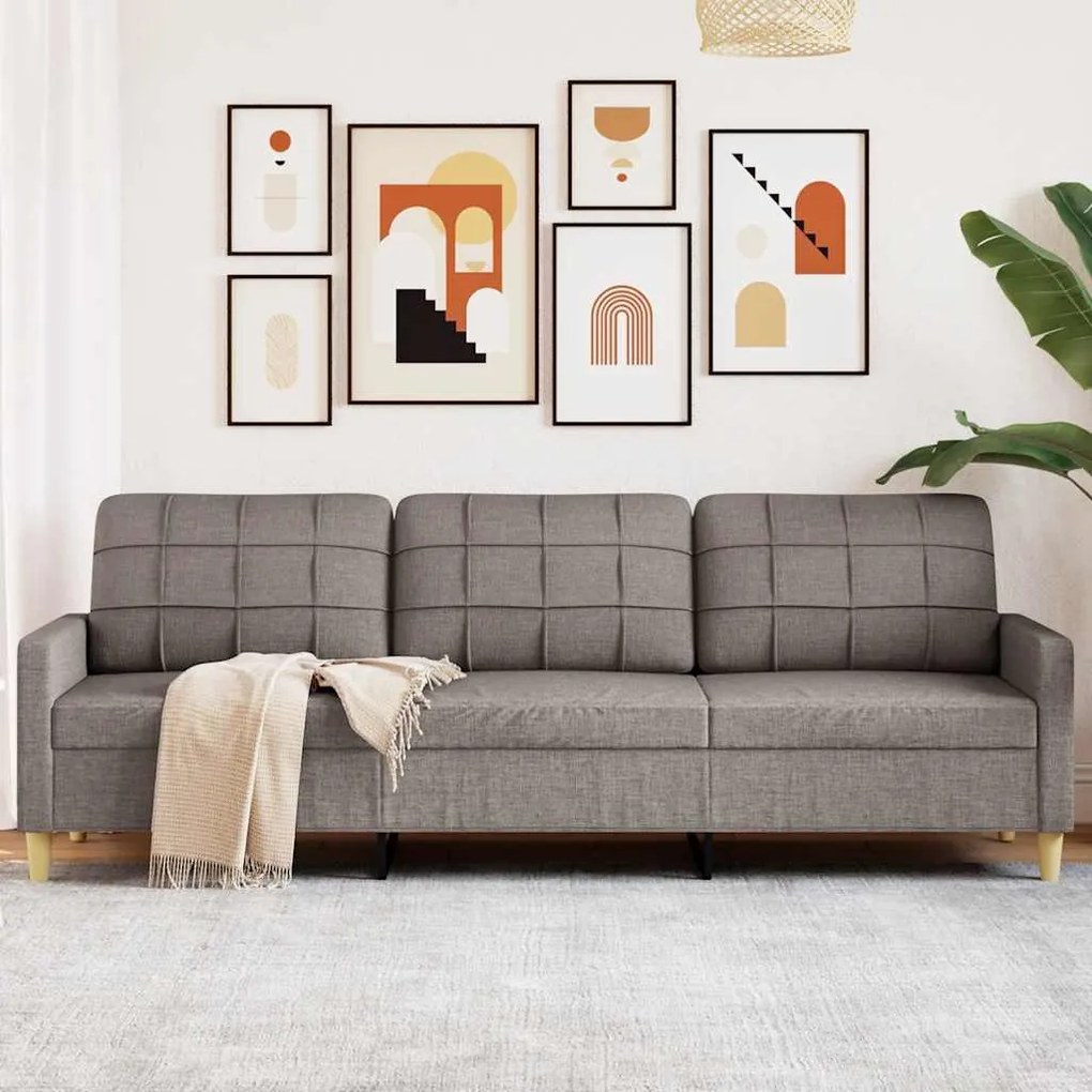 vidaXL Sofá de 3 lugares tecido 210 cm cinzento-acastanhado