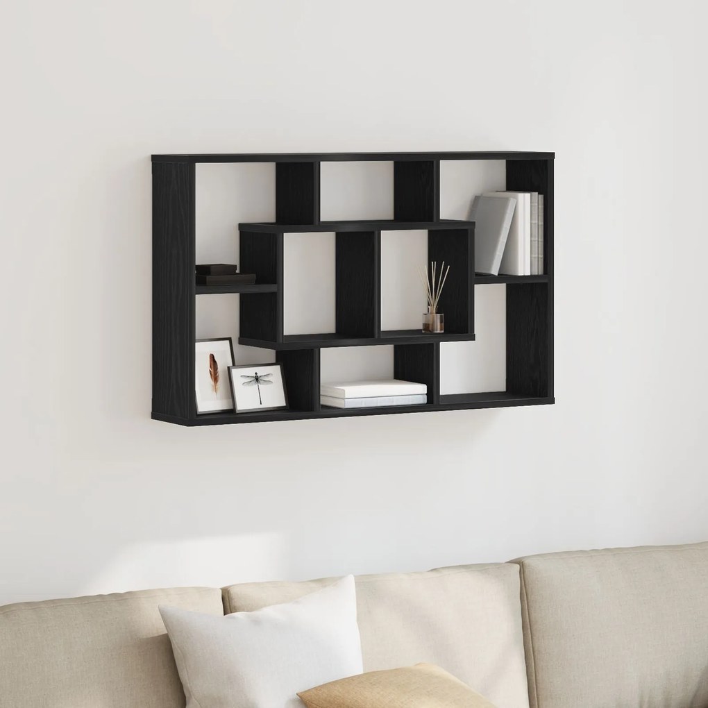 Prateleira de Parede vidaXL - Carvalho Preto, 85 x 16 x 52,5 cm, Feita