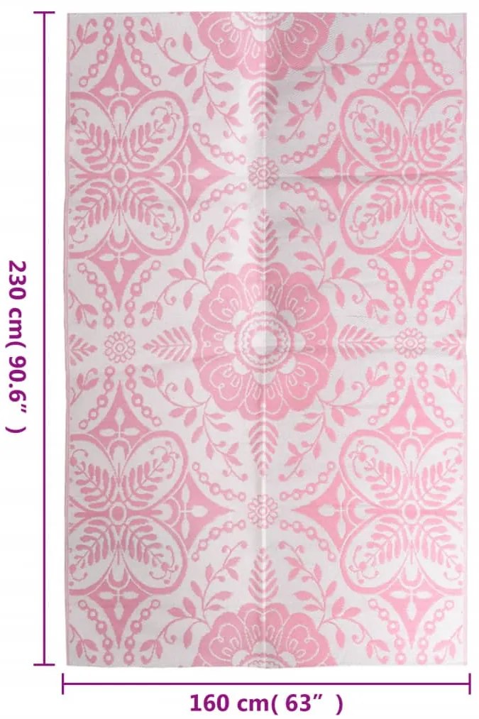 Tapete de exterior 160x230 cm ARAKIL PP cor-de-rosa