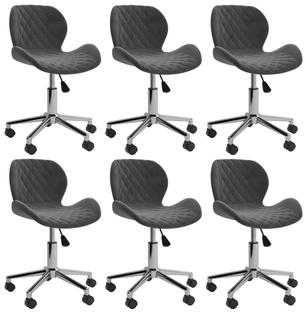 vidaXL Cadeiras de jantar giratórias 6 pcs veludo cinzento-escuro