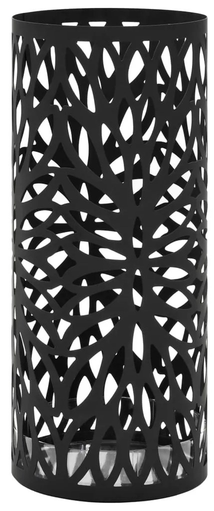 246802 vidaXL Suporte para guarda-chuvas com folhas em aço preto