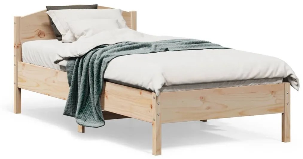 Estrutura de cama com cabeceira 90x190 cm pinho maciço