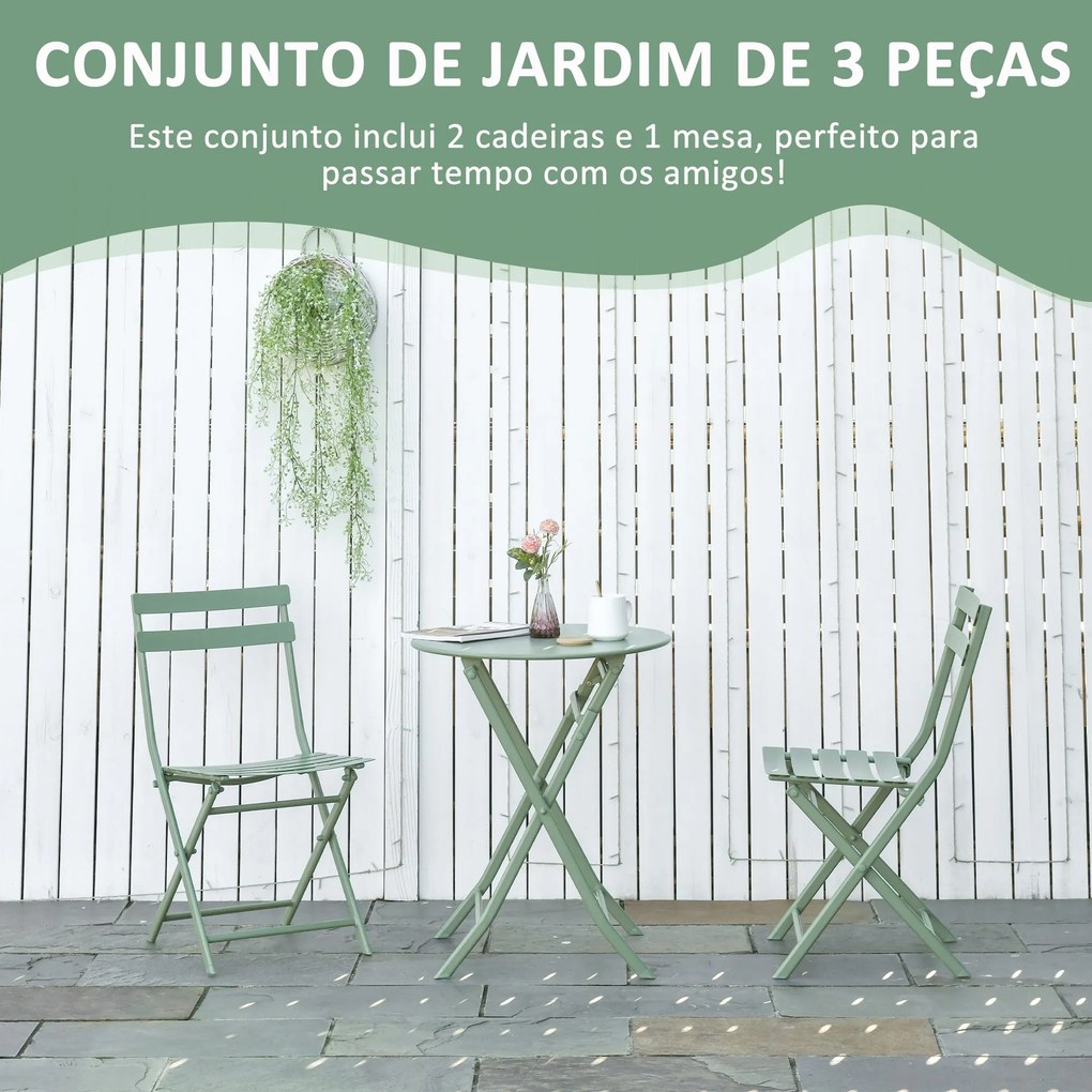 Conjunto de Móveis de Jardim Dobráveis Conjunto de 1 Mesa Redonda e 2