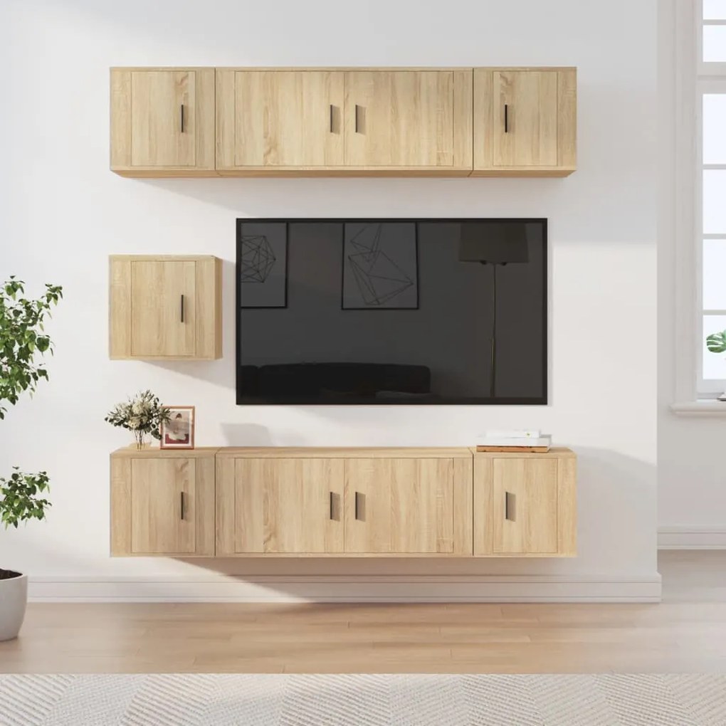vidaXL Conjunto móveis de TV 7 pcs madeira processada carvalho sonoma