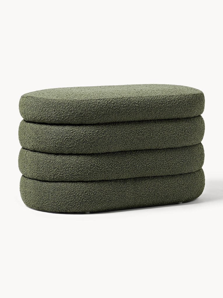 Banco estofado pequeno em bouclé com arrumação Alto