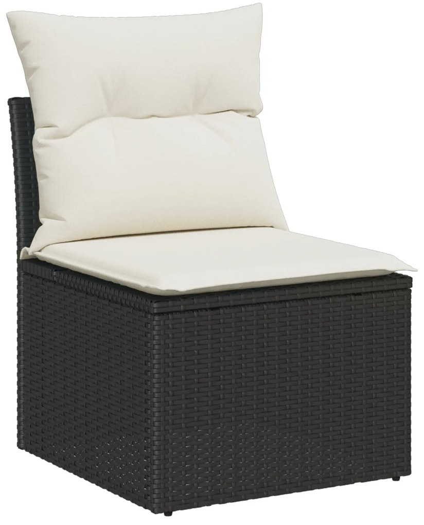 Conjunto de Sofá de Jardim de 13 Peças com Almofadas Preto Rattan Poli