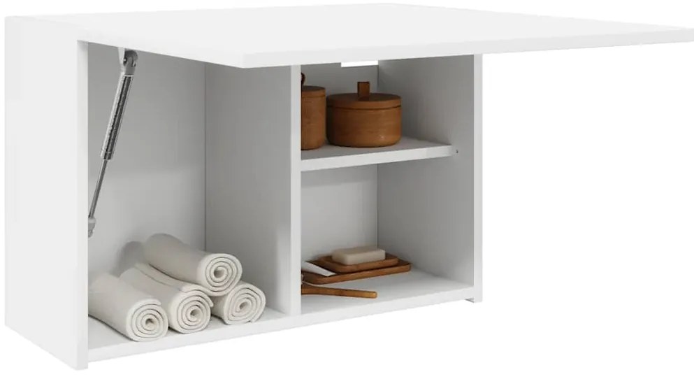 Armário parede p/ casa banho 60x25x40 cm deriv. madeira branco