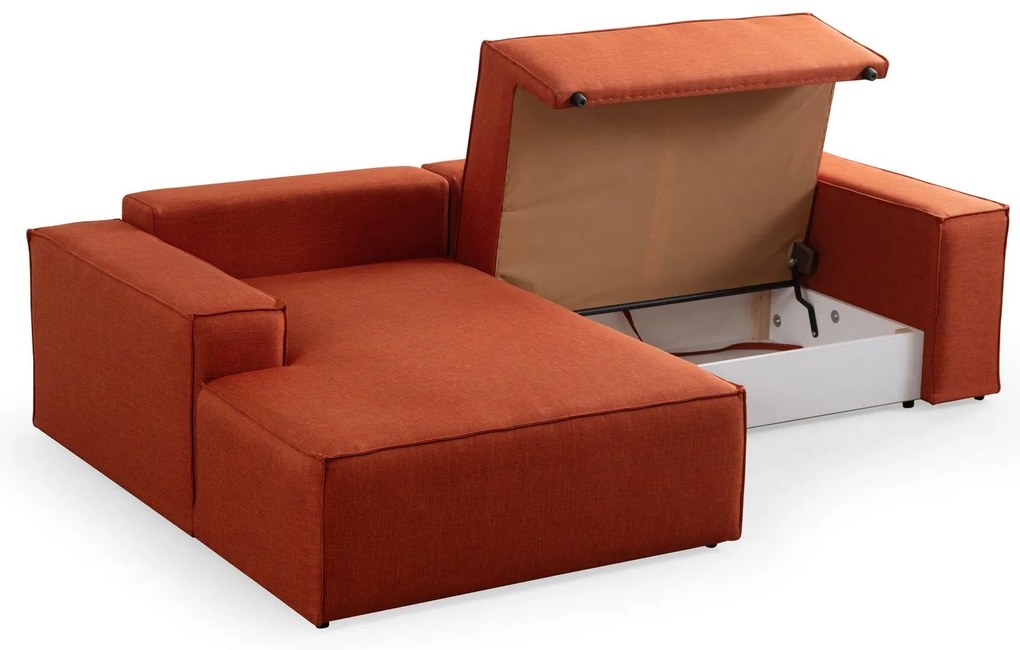 Sofá-Cama de Canto Pırlo – Laranja – 260x78x170 cm