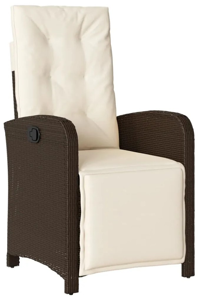 9 pcs conjunto jantar p/ jardim c/ almofadões vime PE castanho