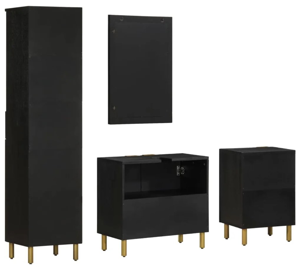 4 pcs conjunto móveis casa de banho derivados de madeira preto