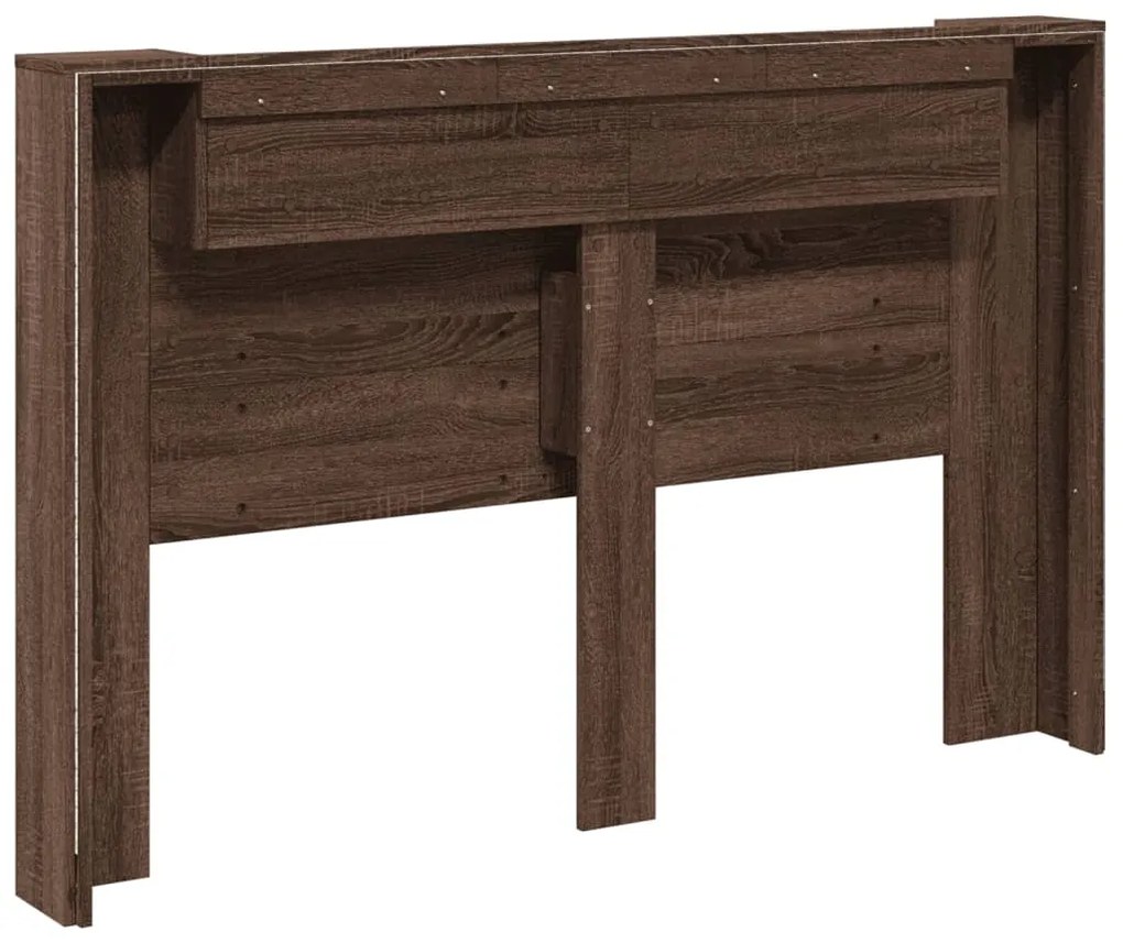 Armário cabeceira luzes LED 160x16,5x103,5 cm carvalho castanho