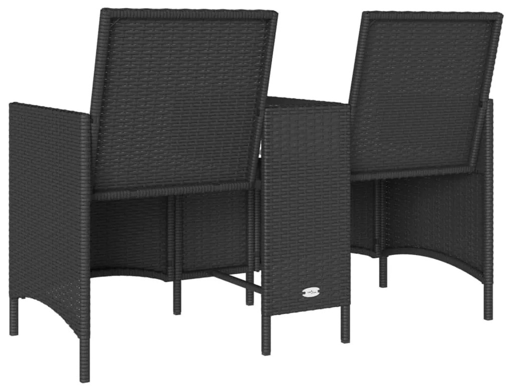 Sofá de jardim c/ mesa e almofadões 2 lugares vime PE preto