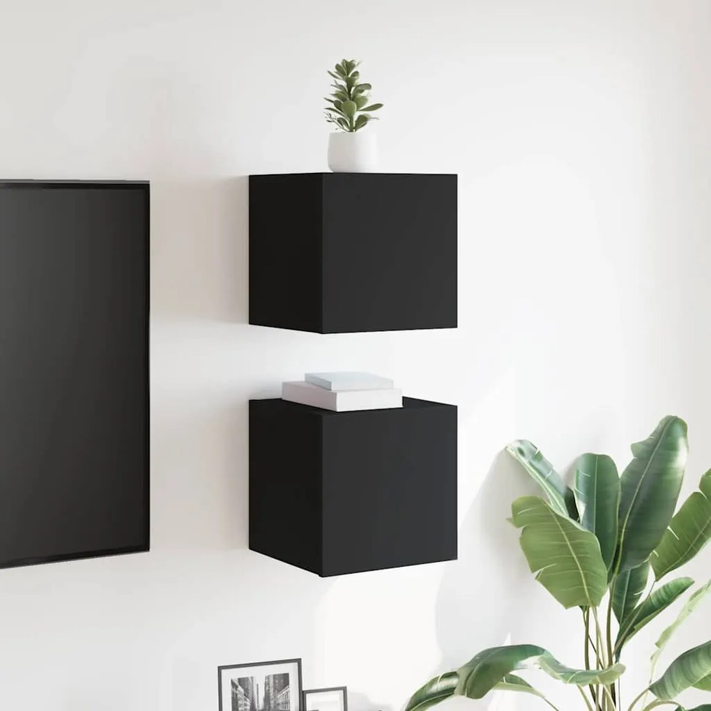 Móvel de TV de parede 2 pcs 30,5x30x30 cm preto
