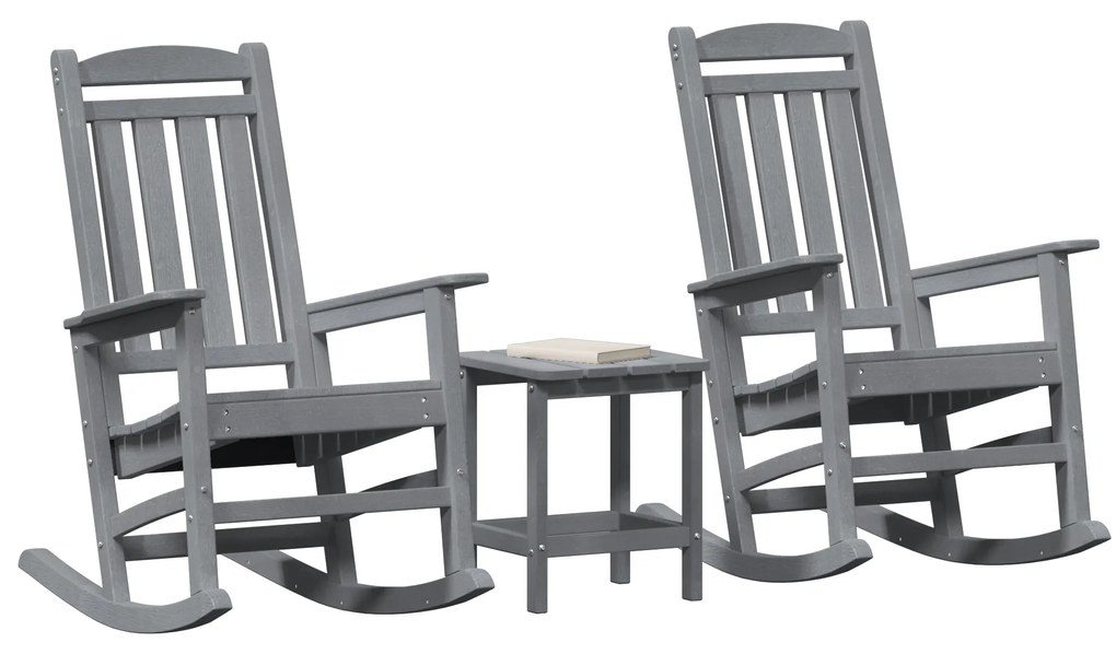 Conjunto de 3 Peças de Lounges de Jardim vidaXL Cinza Claro HDPE