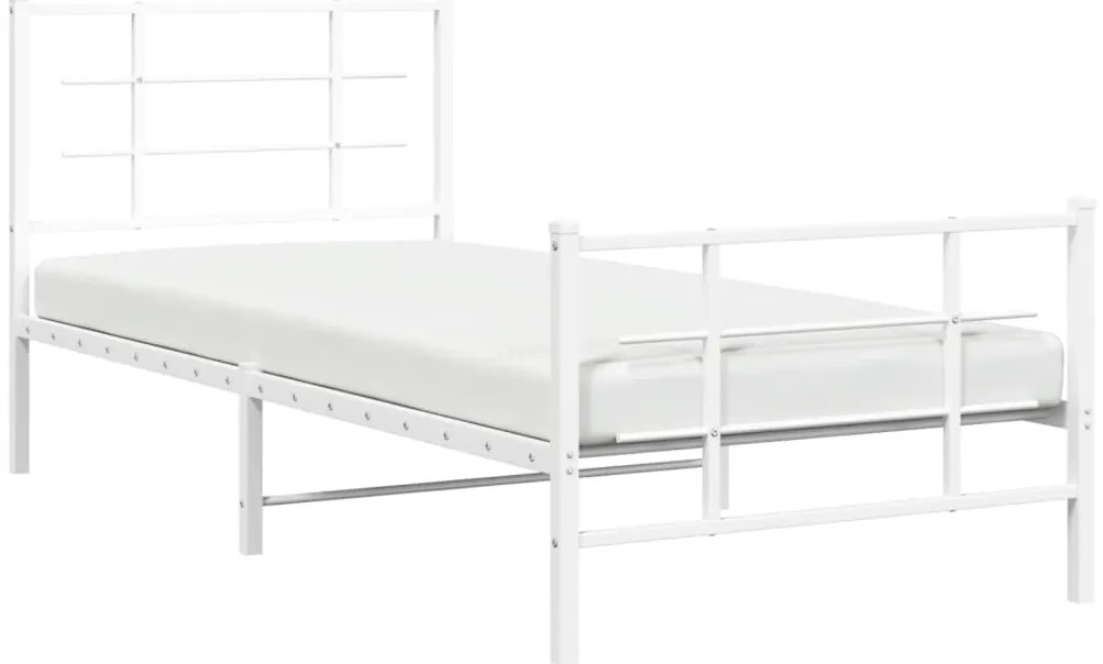 Estrutura de cama com cabeceira e pés 90x200 cm metal branco
