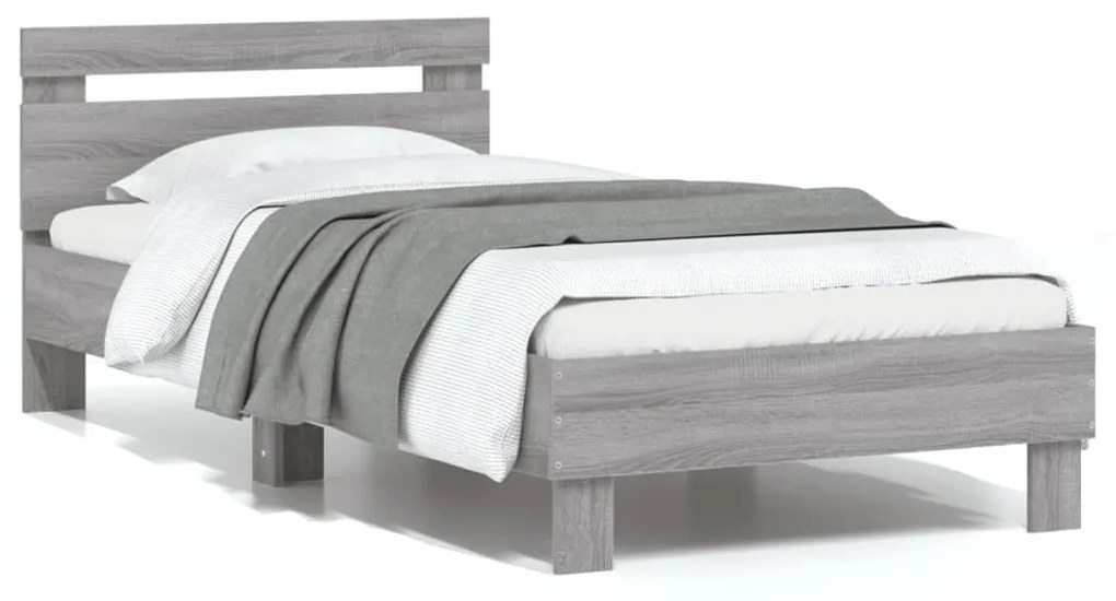 vidaXL Estrutura de cama c/ cabeceira deriv. madeira cinzento sonoma