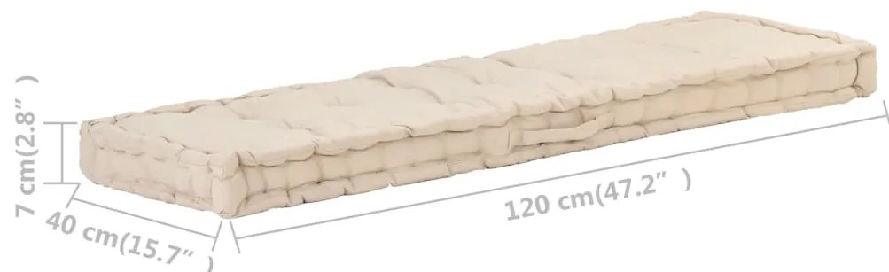 Almofadão p/ móveis de paletes algodão 120x40x7 cm bege