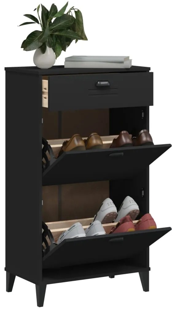 vidaXL Sapateira VIKEN derivados de madeira preto