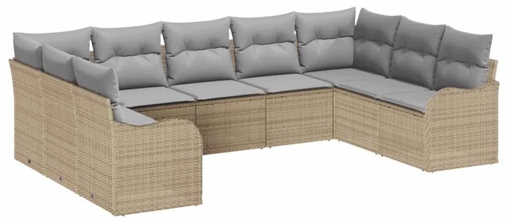 Conjunto de Sofá de Jardim de 9 Peças com Almofadas em Rattan Poliéste