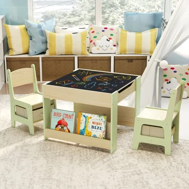 Conjunto de mesa e cadeiras infantil Mesa de atividades 4 em 1 para ...