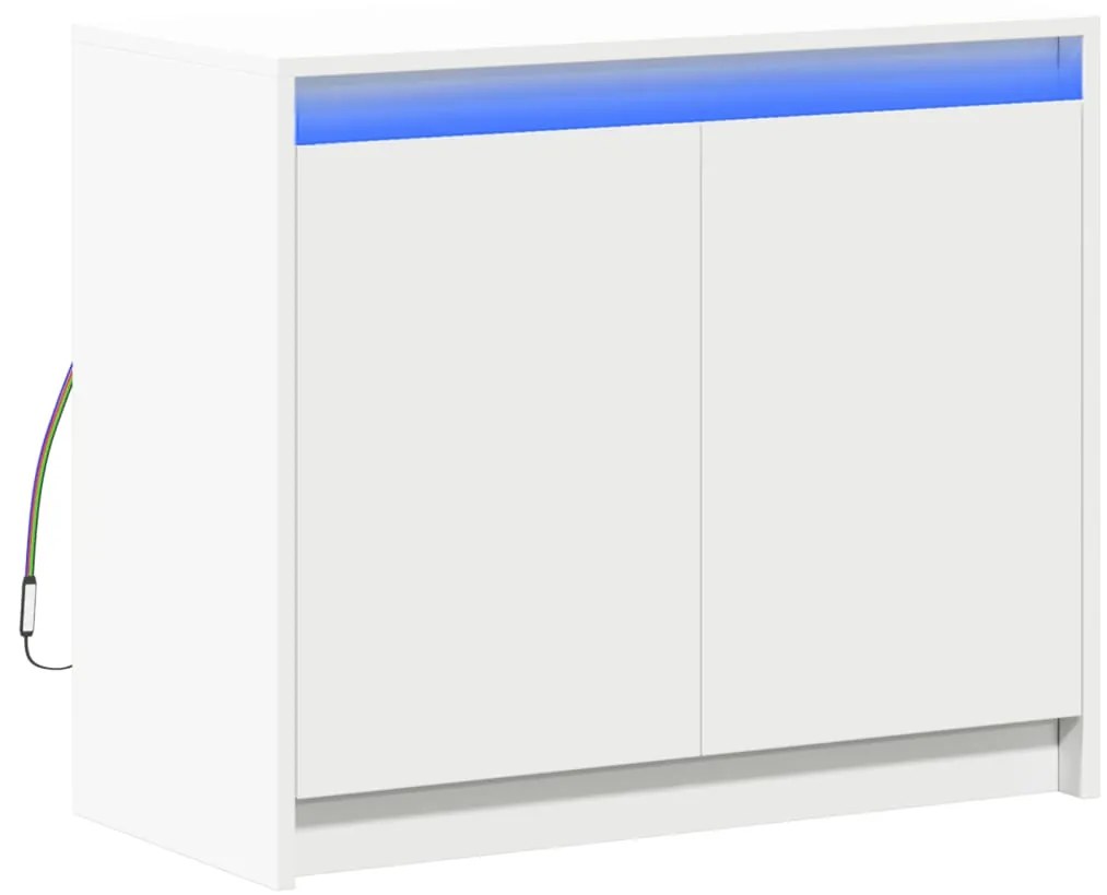 Aparador c/ luzes LED 72x34x61 cm derivados de madeira branco