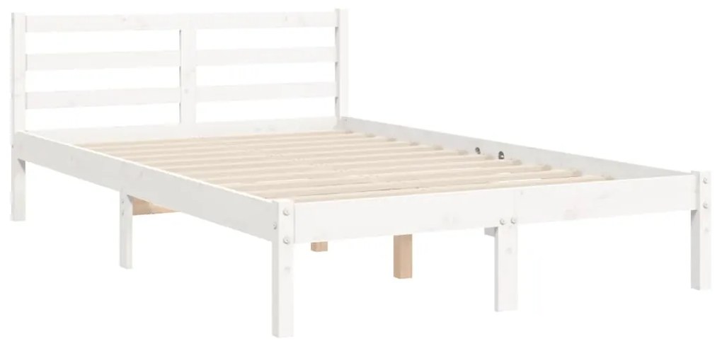 Estrutura de cama com cabeceira 120x200cm madeira maciça branco