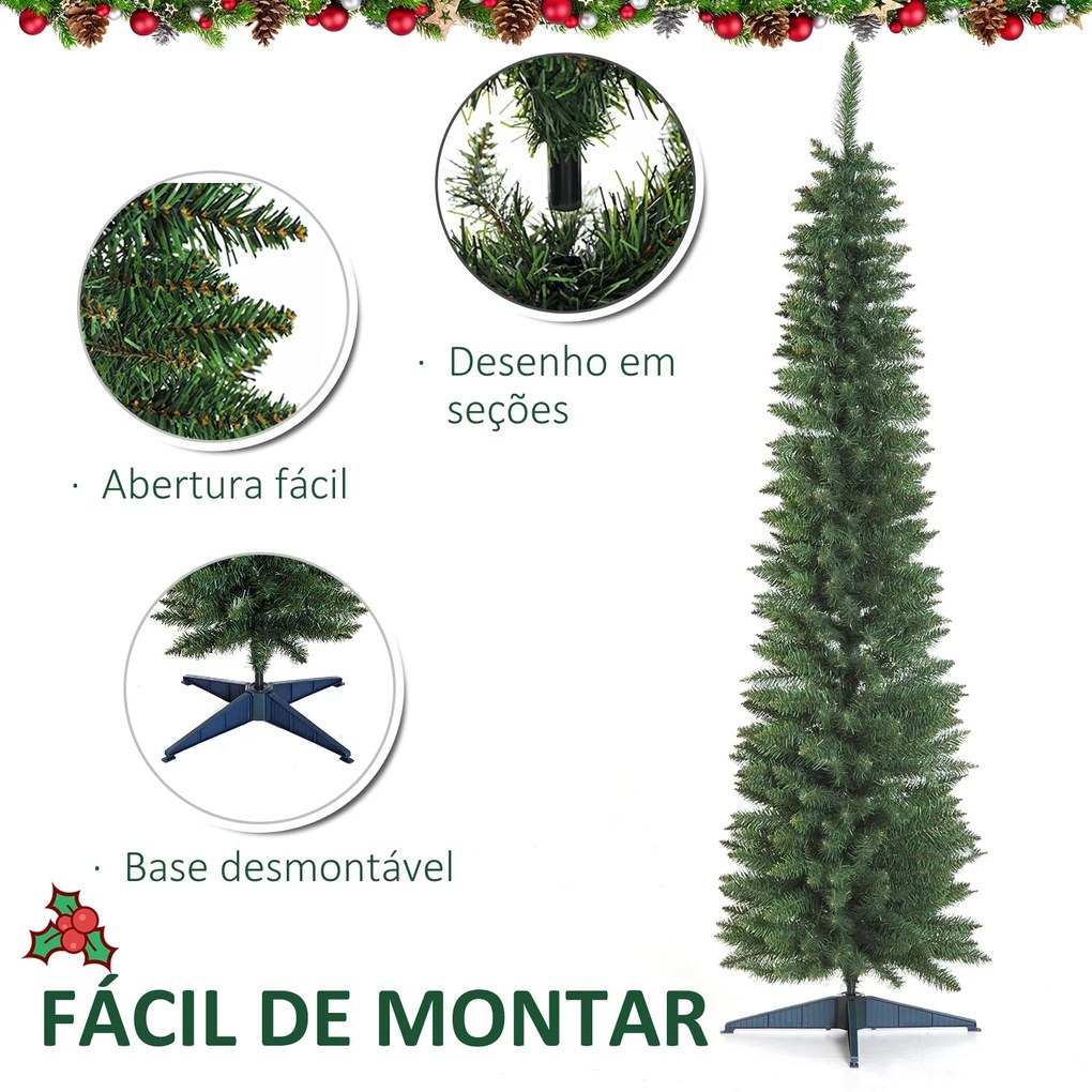 HOMCOM Árvore de Natal Artificial 210cm Ignífugo com 499 Pontas de Ram