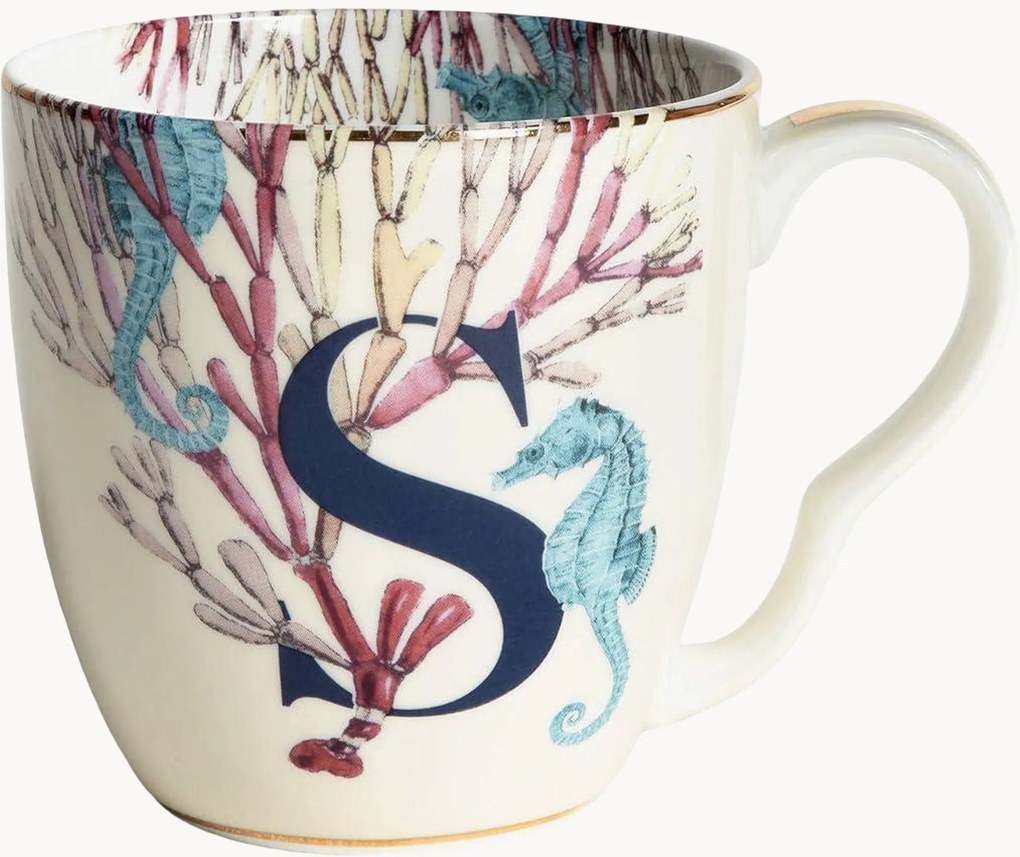 Caneca em porcelana fine bone china Seahorse