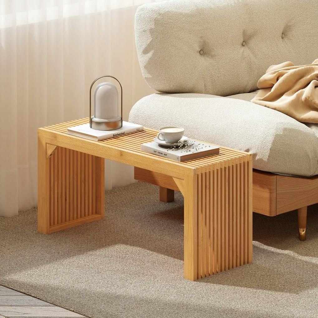 Banco de Bambu para Sala de Jantar ou banco Entrada 90 x 33 x 43 cm de Madeira Maciça para Interior Moderno Natural