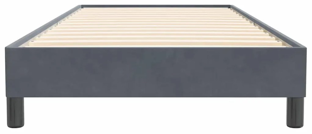 Cama com molas sem colchão cinza-escuro 80x220 cm veludo