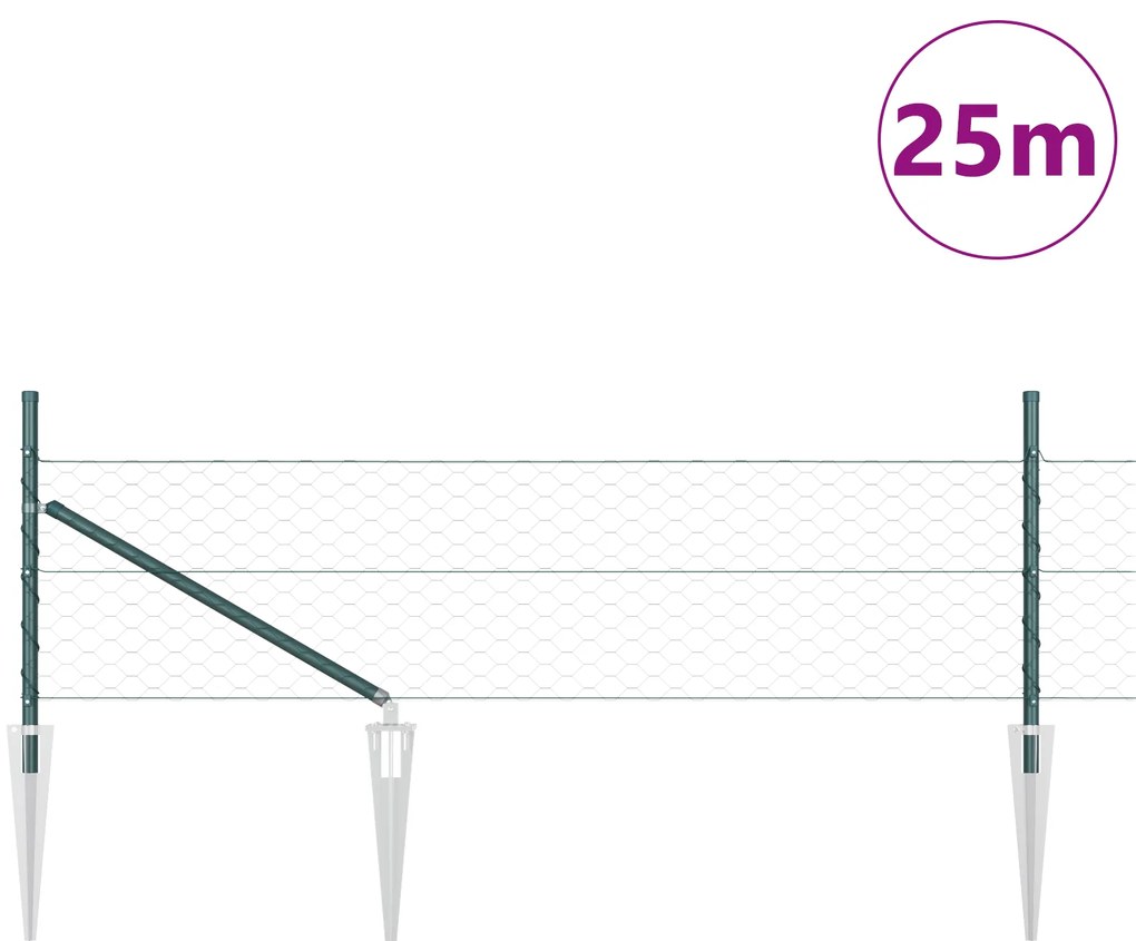 Cerca Hexagonal Verde vidaXL 0,4x25 m Aço