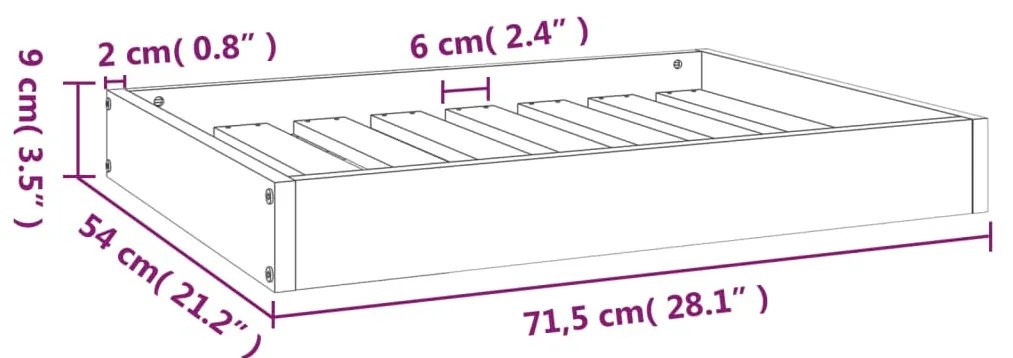 Cama para cães 71,5x54x9 cm madeira de pinho maciça