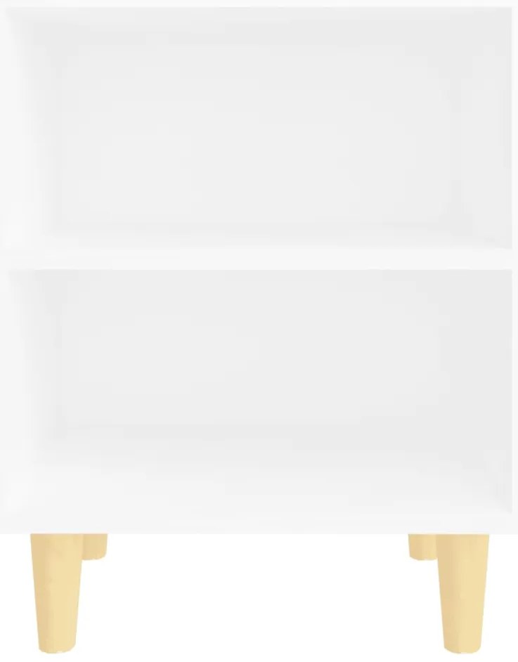 Mesas de cabeceira pernas madeira maciça 2pcs 40x30x50cm branco
