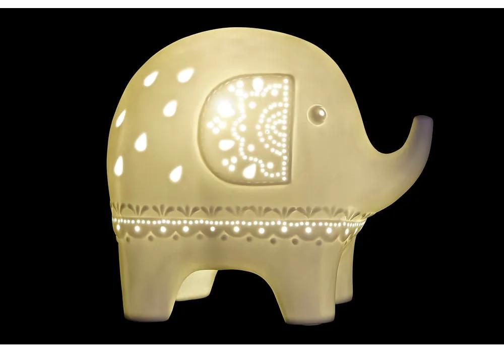 Lâmpada de mesa DKD Home Decor Elefante Porcelana Branco LED 220 V 25W (22 x 12 x 19 cm)