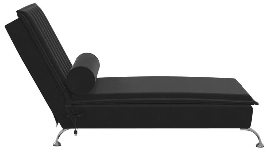 Chaise lounge de massagem com rolo veludo preto