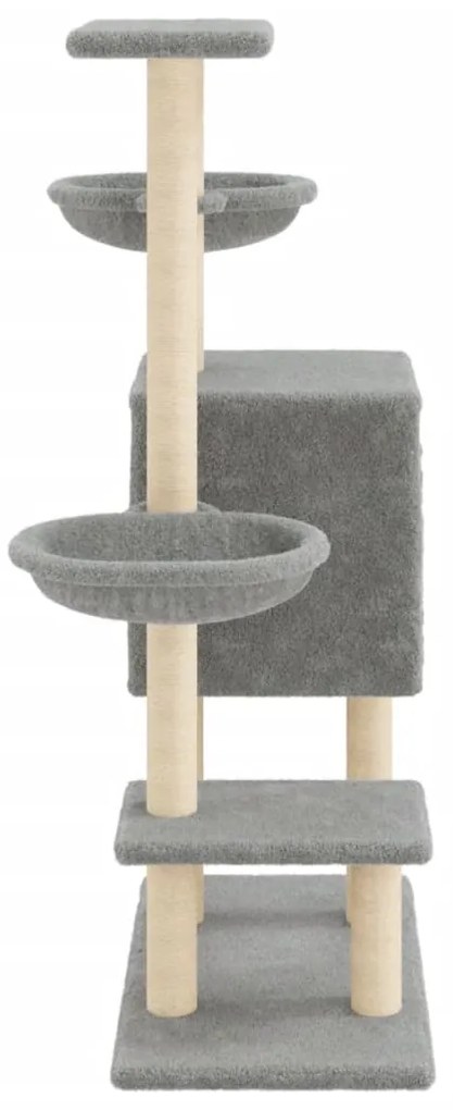 Árvore p/ gatos c/ postes arranhadores sisal 117 cm cinza-claro