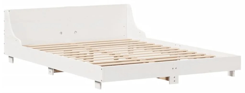 Cama sem colchão 160x200 cm madeira de pinho maciça branco