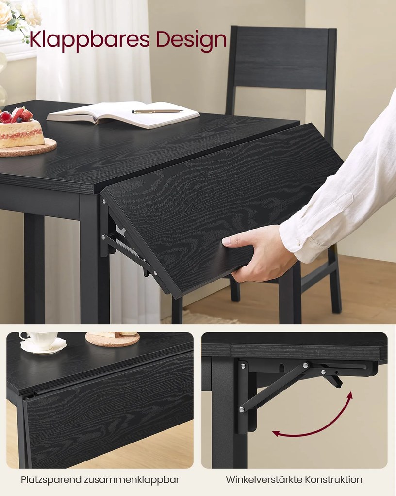 Mesa de jantar para 2-4 pessoas extensivel (CADEIRAS NÃO INCLUIDAS) 78 x 120 x 76,2 cm preto