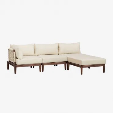 Sofá Modular De Jardim Em Canto De 3 Peças Com Puff Em Acácia Giulia Castanho-acácia Escuro - Sklum