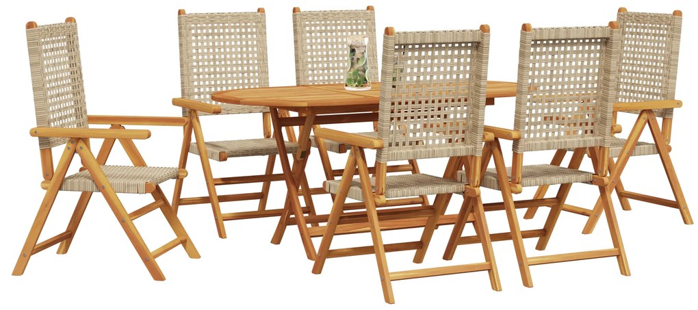 Conjunto de Jantar de Jardim VidaXL com 7 Peças em Madeira Sólida de A