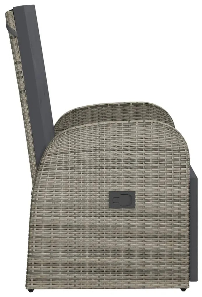Cadeiras de jardim reclináveis c/ almofadões 2pcs vime PE cinza
