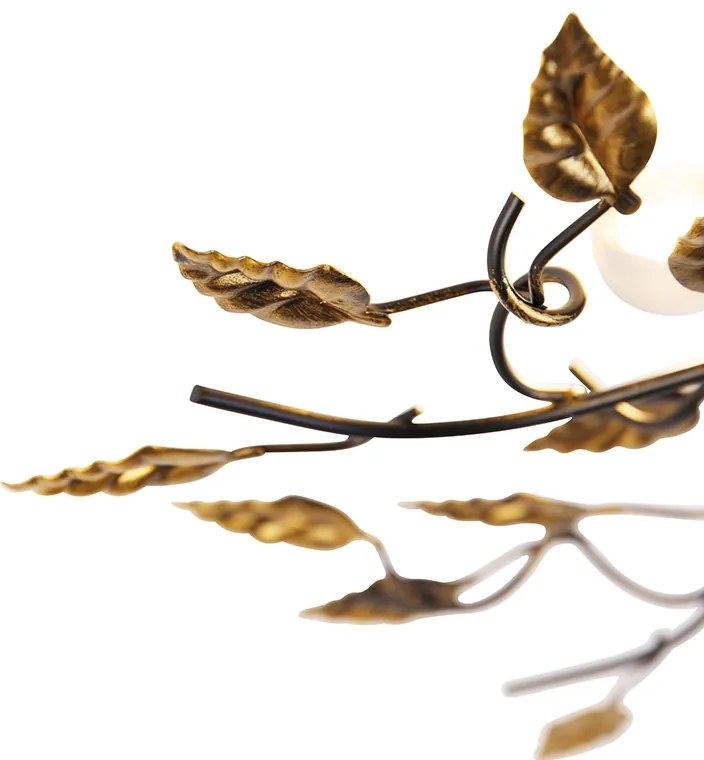 Candeeiro de teto vintage preto com dourado 50 cm 3 luzes - Foglie