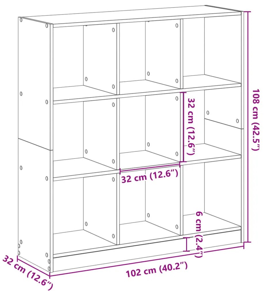 Estante 102x32x108 cm derivados de madeira cinzento sonoma