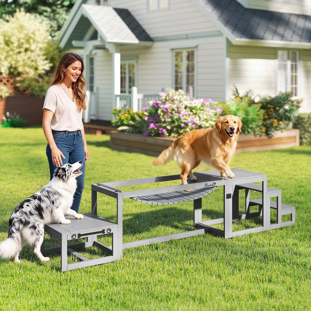 Equipamentos de treino de agilidade para cães – conjunto de 3 peças de equipamento de agilidade para cães em madeira maciça cinzenta