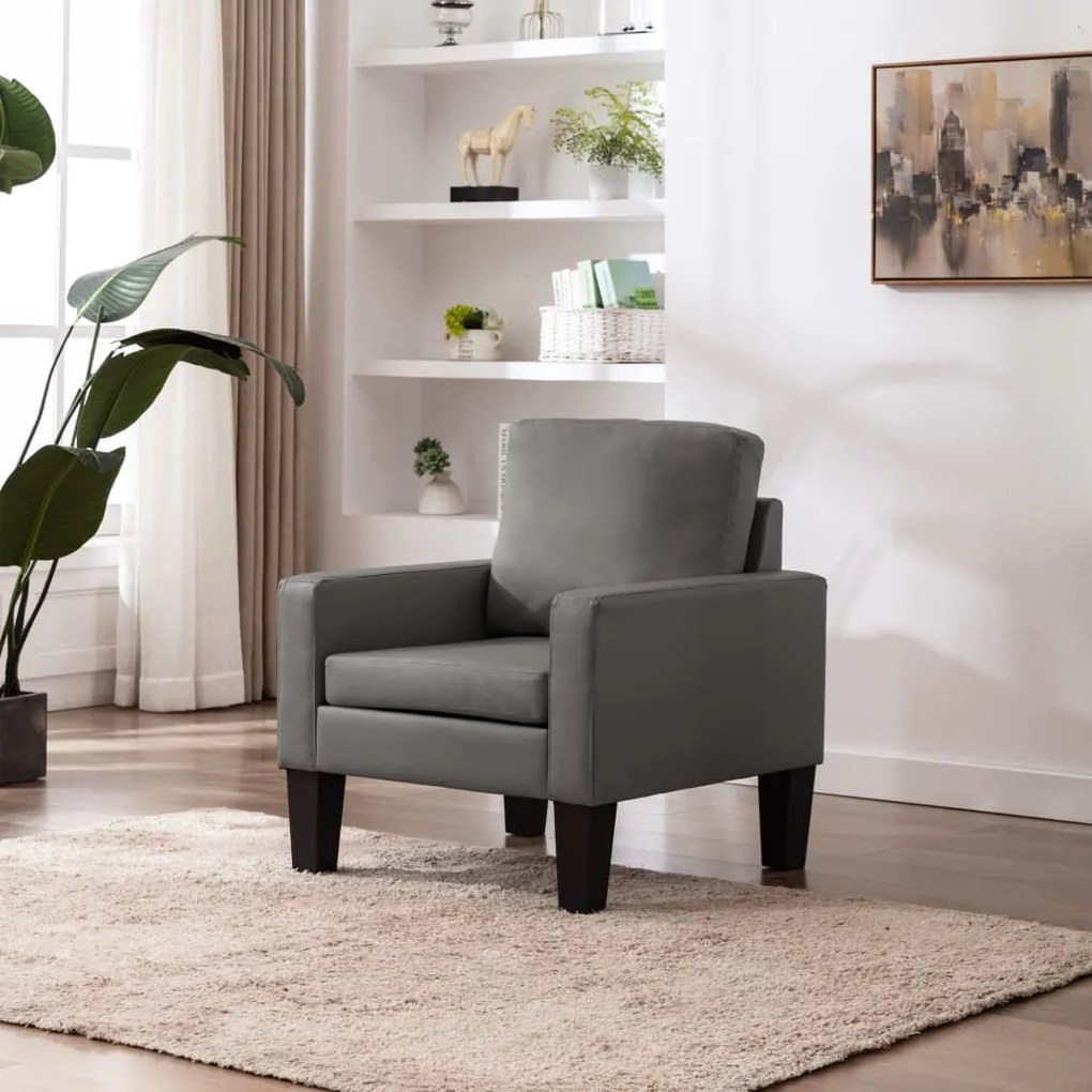 vidaXL Poltrona em couro artificial cinzento
